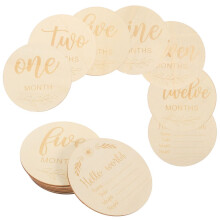 Juego de 70 tarjetas con hitos del bebé, letreros mensuales de madera