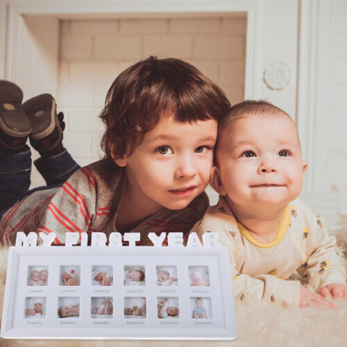 2 Baby-Bilderrahmen, Fotowand, 12 Monate 2