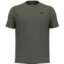 Camiseta de Manga Curta Texturizada Under Armour Masculina, Verde Marinho / Preto, 4X-Gigante
