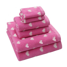 ORIGINAL KIDS 6-delt h?ndkl?des?t - Bath Time Hearts - 2 Badeh?ndkl?der 2 H?ndkl?der 2 Vaskeklude - 100 % bomuld Jacquard Farverig Bl?d Absorbere