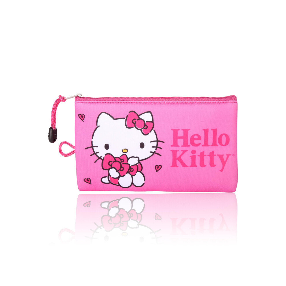 Hello Kitty Makeup Bag Official License, Pink Neoprene Zip Pouch For Travel, Cute Pencil Pouch And Pencil Bag