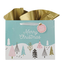 Regalos de arte cristiano: Juego de etiquetas y papel de seda para bolsas de regalo navideρas con texto inspirador y paisaje grande para mujer: F