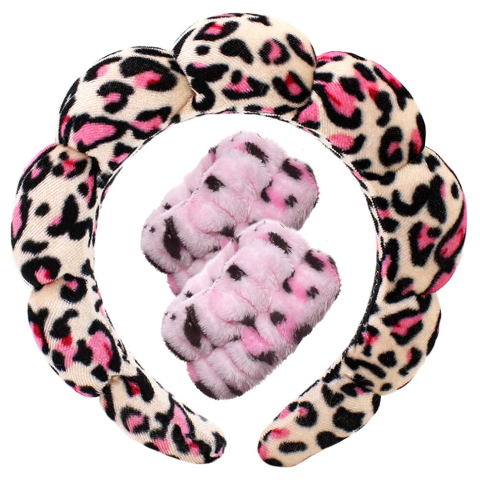 Tetizo Unisex Spa Headbands For Washing Face Wristband Set Sponge Makeup Skincare Headband Wrist Towels Bubble Soft Terry Towel Cloth Hairband For Women Puffy Head