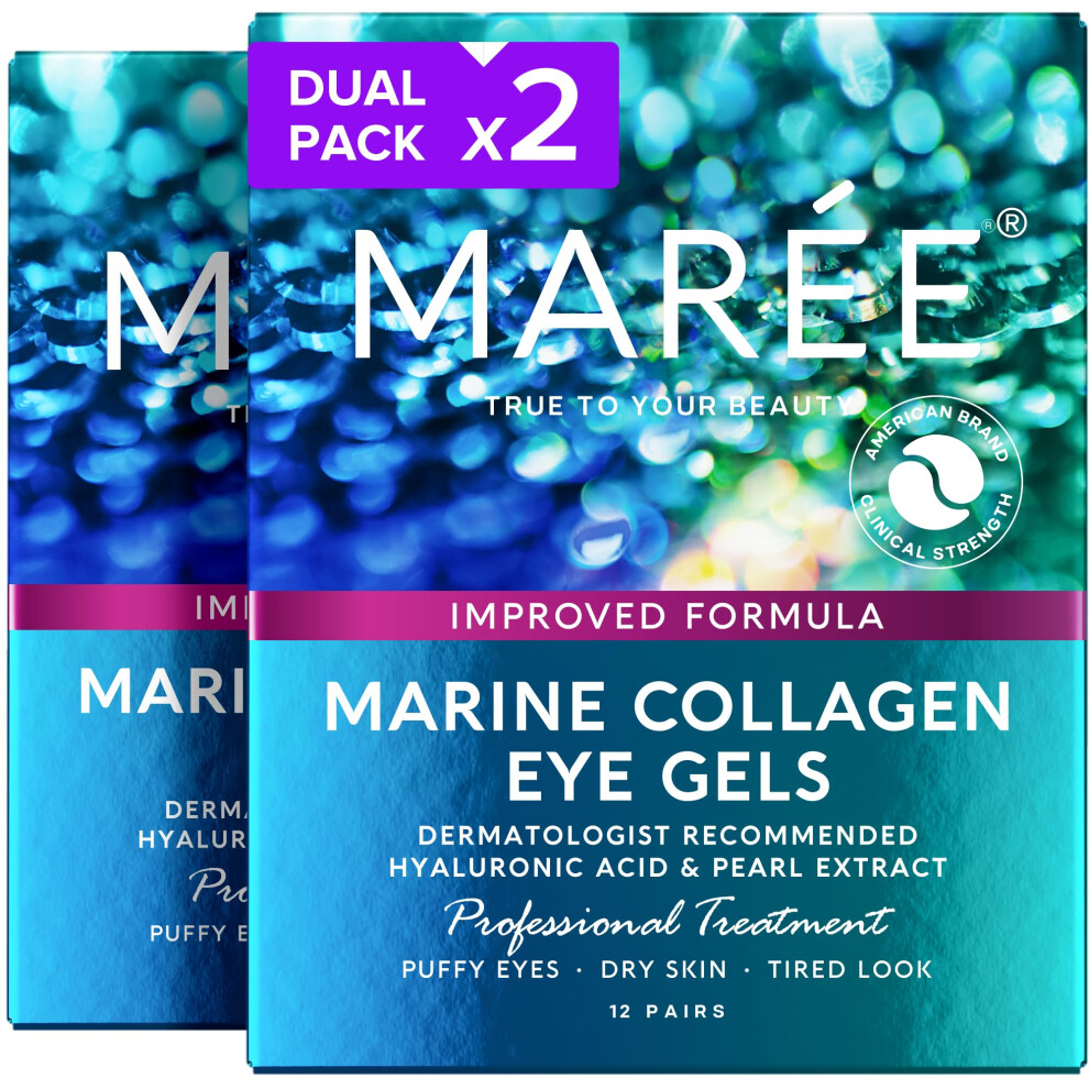 Marã©E Dark Maree Eye Gels 2 Pack - Under Eye Patches For Puffy Eyes And Circles With Natural Marine Collagen & Hyaluronic Acid - Anti-Aging Masks For Face
