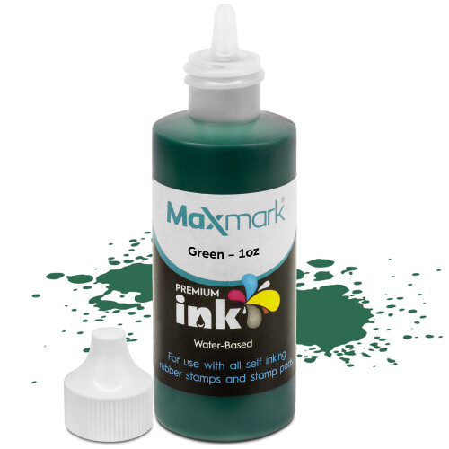 MaxMark Premium Μελάνι Αναγλύφων για αυτόματους Σφραγιστές και Σφραγιστικά, Πράσινο - 1 oz.