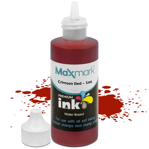 MaxMark Premium Μελάνι Αναγκαίας για Σφραγίδες και Σφραγίδες, Κόκκινο Χρώμα - 1 oz.