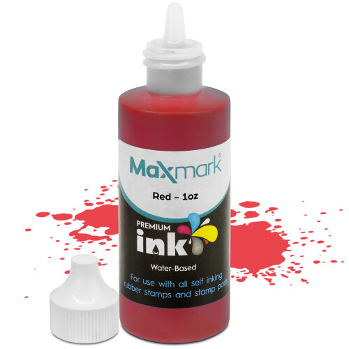 MaxMark Premium Μελάνι Refill για Σφραγίδες και Πλάκες Σφραγίδων, Κόκκινο - 1 oz.