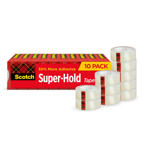 Scotch Fita Scotch Super-Hold, 10 Rolos, Acabamento Transparente, 50% Mais Adesivo, 3/4 x 800 Polegadas