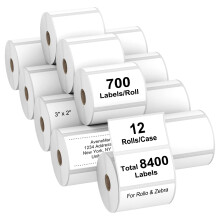 AveneMark 12 Rotoli 3 X 2 Etichette Termiche Dirette per Codici a Barre Etichette per Indirizzi Perforate e Compatibili con Stampanti per Etichet
