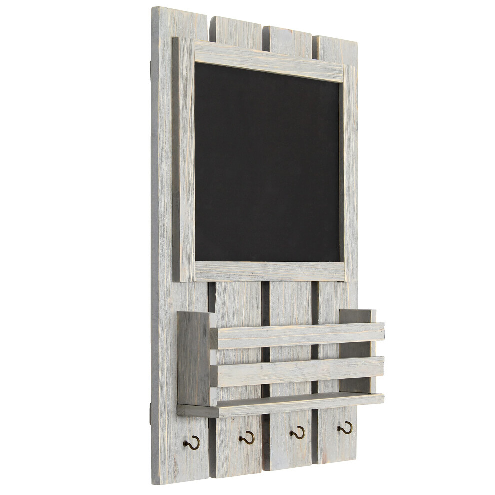 Photos - Other Office Equipment Elegant Designs HG1023-GRW Wooden Wall Mounted Chalkboard Sign with Key Holder Hooks and Mail Storage Gray Wash 081005282413