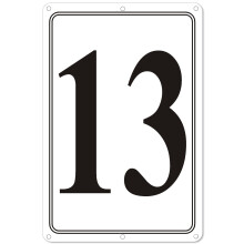 i-CowFun Carteles de Números de Aluminio Premium 13, Señales Metálicas 12" X 8" para Exteriores