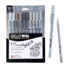 SAKURA Gelly Roll Moonlight 10 Gel Pens - Bold Ink Pen for Journaling Art or Drawing - Gray & Opaque Ink - Bold Line - 10 Pack
