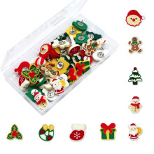 36 Stuks Winter Decoratieve Duimspijkers - Schattige Sneeuwman, Kerstboom, Kerstman