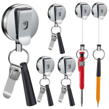 pasezenn 4-pack 35"" staaldraad, zware intrekbare trekpen, potloodhouder, flexibele siliconen pennenhouder en metalen penclip, ideaal voor timmerliede