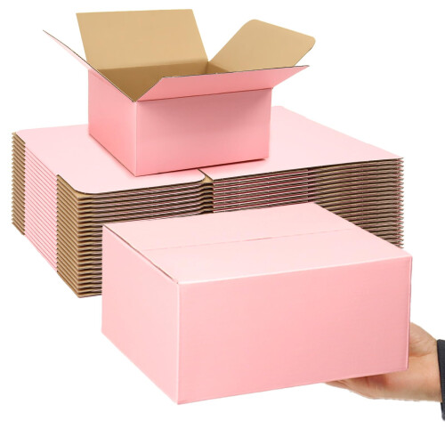 Caixas de Envio Rosa Média 8x8x4 Polegadas, 30 Pacote de Caixas de Papelão