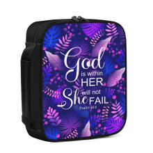 Paarse Bijbelhoes voor vrouwen Bijbelhoes met handvatten Bijbeldraagtas voor vrouwen Christelijke geschenken voor vrouwen God zit in haar Ze zal niet