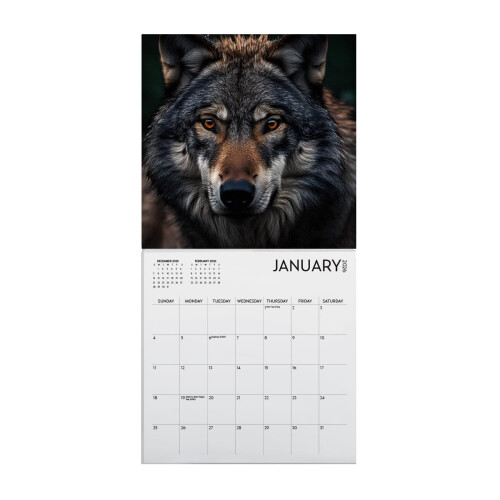 Calendário Lobo 2026, Grande 12 x 12 polegadas, Calendário de Parede Lobo, Presente para Amantes de Lobos 1