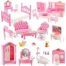 36-delige poppenhuismeubelset miniatuur 1:12 schaal poppenhuisaccessoires met kat hond keuken eetkamer woonkamer slaapkamer voor kinderen kinderen me