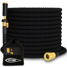 TITAN Tuyau d'arrosage flexible de 20 m Tuyau d'arrosage ultra lger et robuste avec raccords en laiton et buse jet Tuyau en tissu durable,