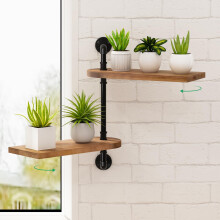 OtGalk 2-laags Rotating Raam Plant Plank, Houten Binnen Plant Stand, Muur Plant Houder