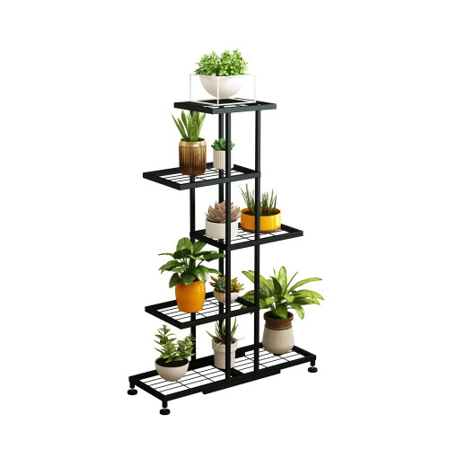 Supporto per piante in ferro a 5 livelli Twhep - Scaffale moderno e multifunzionale per balcone e giardino