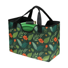 GeerDuo sac de rangement pour tuyau d'arrosage support de tuyau extensible portable pour tube de 50 100 pieds (fleur verte)