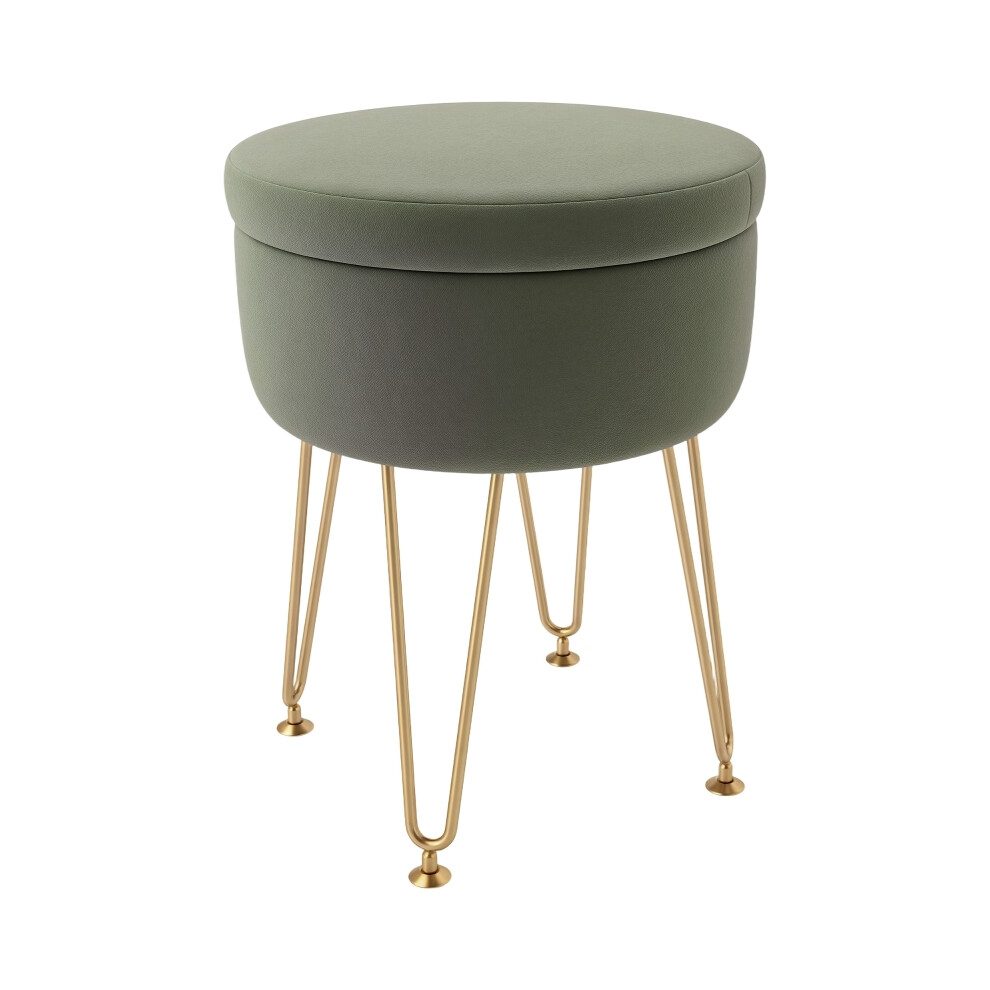 Storage Ottoman Green with Velvet-Feel Exterior 5L Capacity Multi-Functional Footstool for Living Room Compact & Stylish-image-OPC-PMY6FFY-NEW