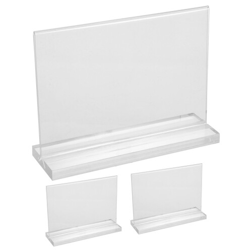 3 Unidades Soporte Acrílico Transparente Base Vertical Menús