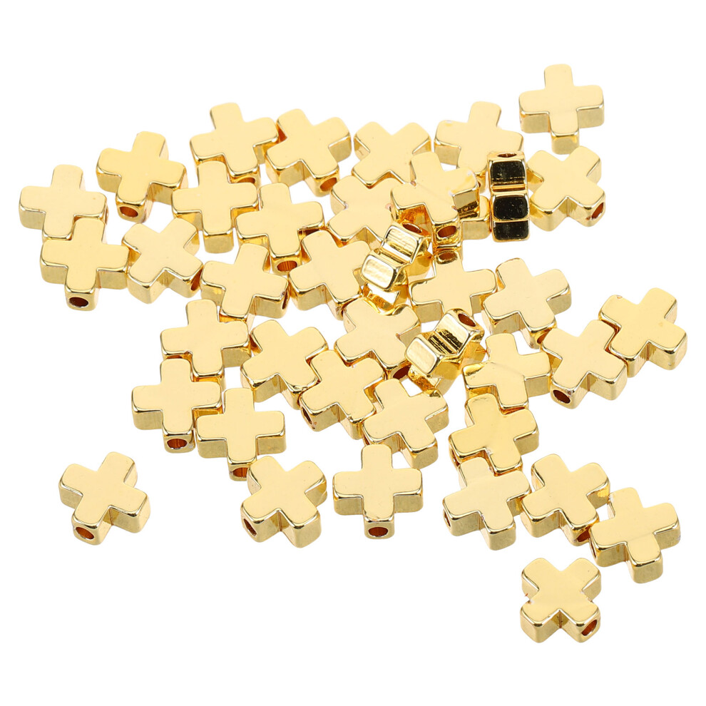 80 Sztuk OkrąGłYch Kropek Z KrzyżYkiem Pokrytych ZłOtem Do BiżUterii-image