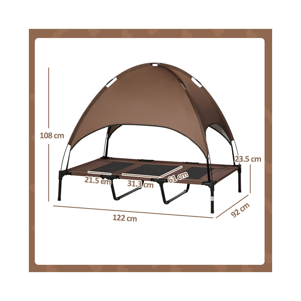 Elevated Waterproof Dog Bed with UV Protection Canopy for Large Dogs 122x92x108cm Brown Breathable Mesh-image-OPC-PMY6KVQ-NEW