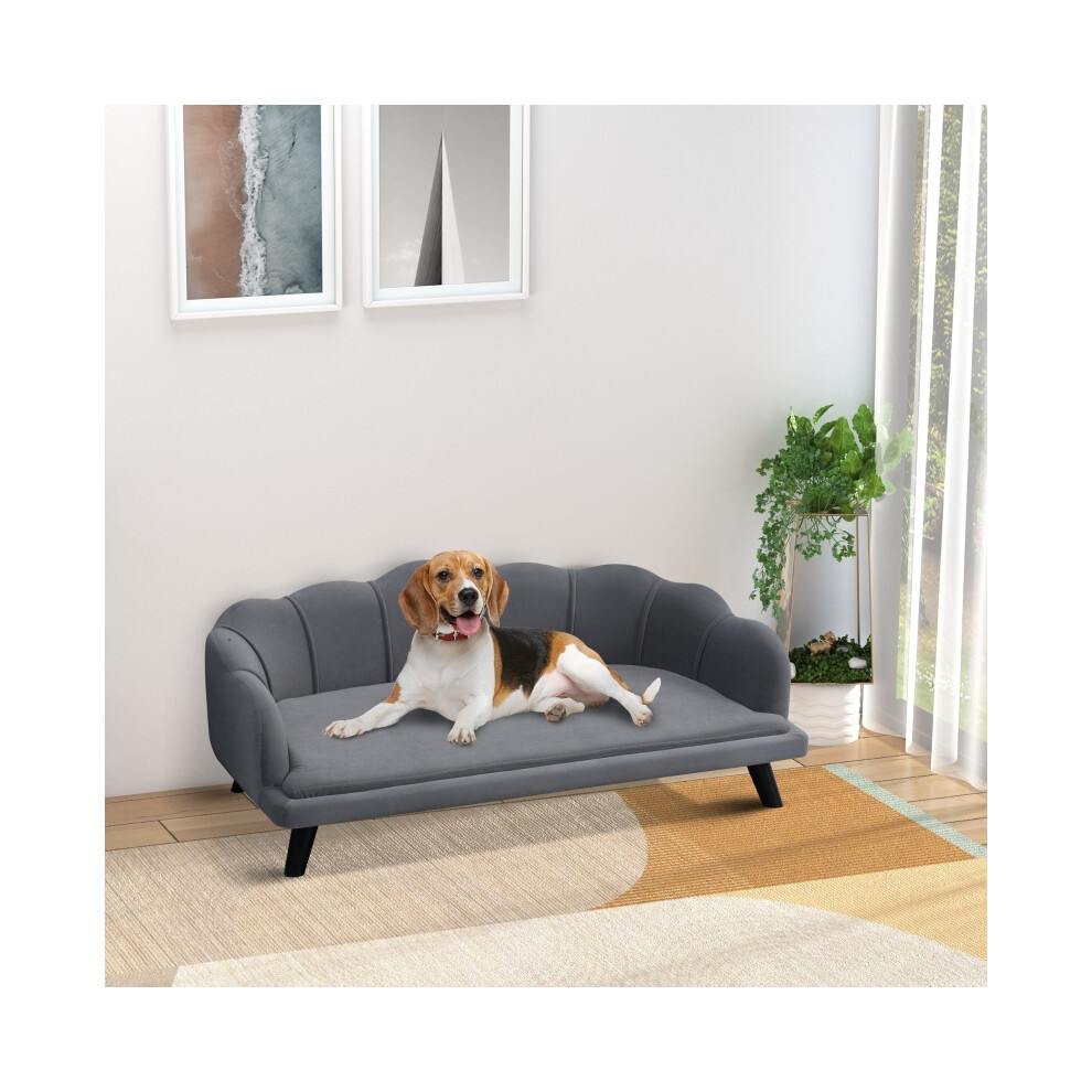 Dog Sofa Bed Grey Elevated Pet Couch with Cushion & Legs for Medium & Large Dogs Soft & Supportive Sleep Spot-image-OPC-PMY6KYZ-NEW