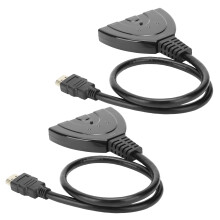 2Pcs HDMI Splitter 3 Port 4Kx2K Multi-Functional Hub, Black