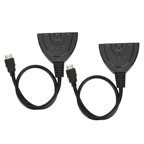 2Pcs HDMI Splitter 3 Port 4Kx2K Multi-Functional Hub, Black 1