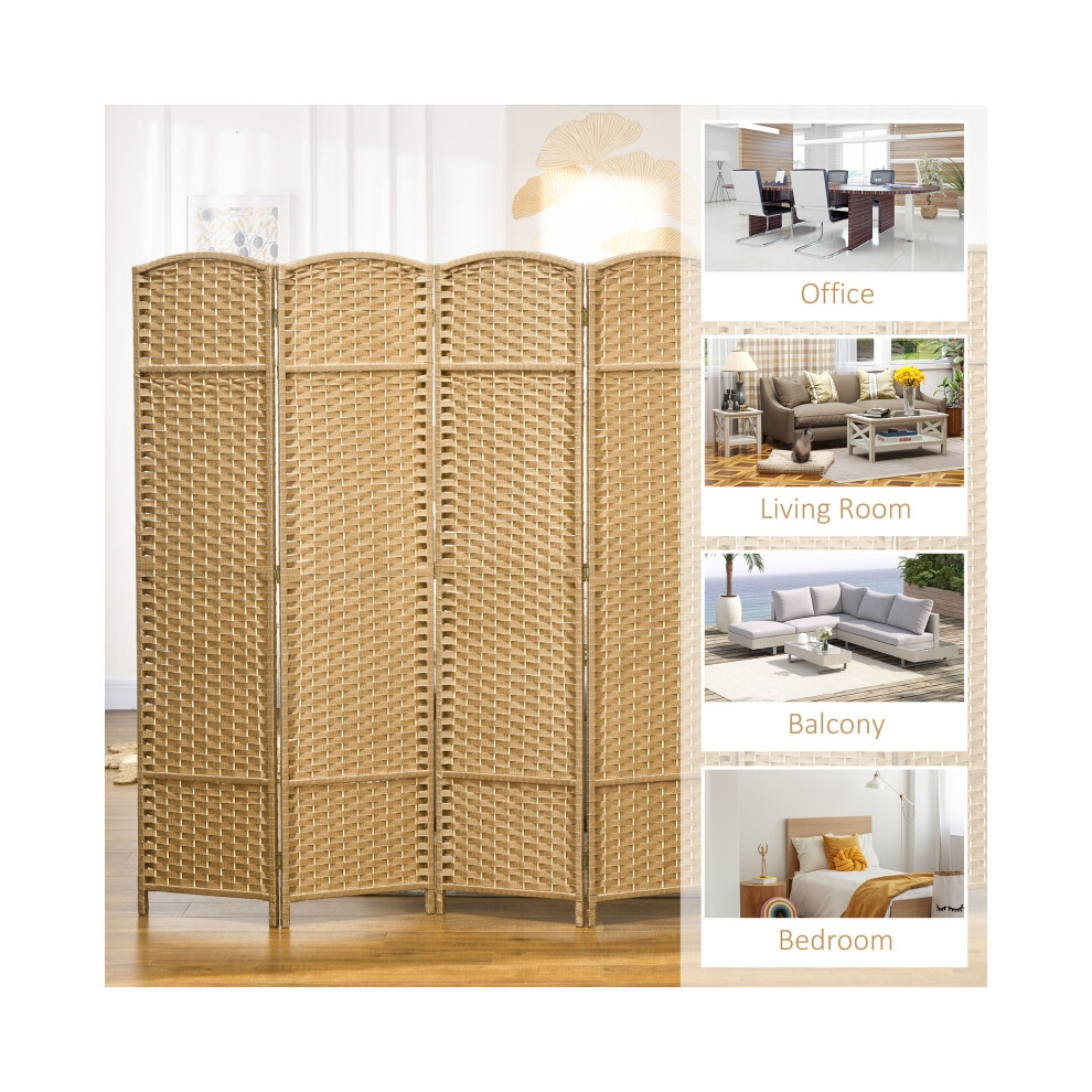 Room Divider 6 Panel Folding Privacy Screen 240x170cm Natural Freestanding for Living Room Bedroom Office-image-OPC-PMY6NKX-NEW