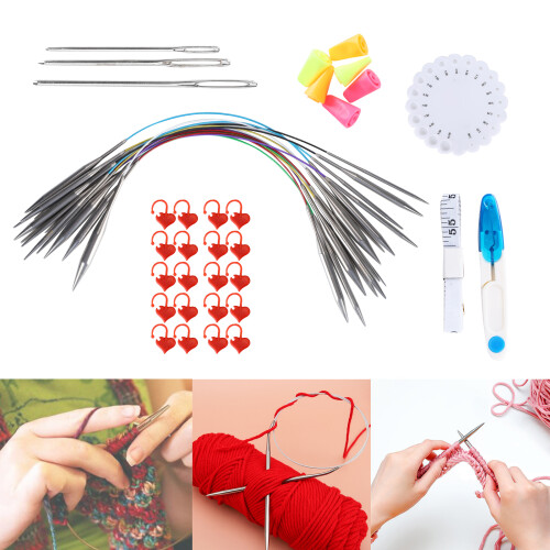 40cm Interchangeable Circular Knitting Needle Set 2.25mm-10mm