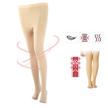 Open Toe Compression Stockings Thigh High Skin Color M