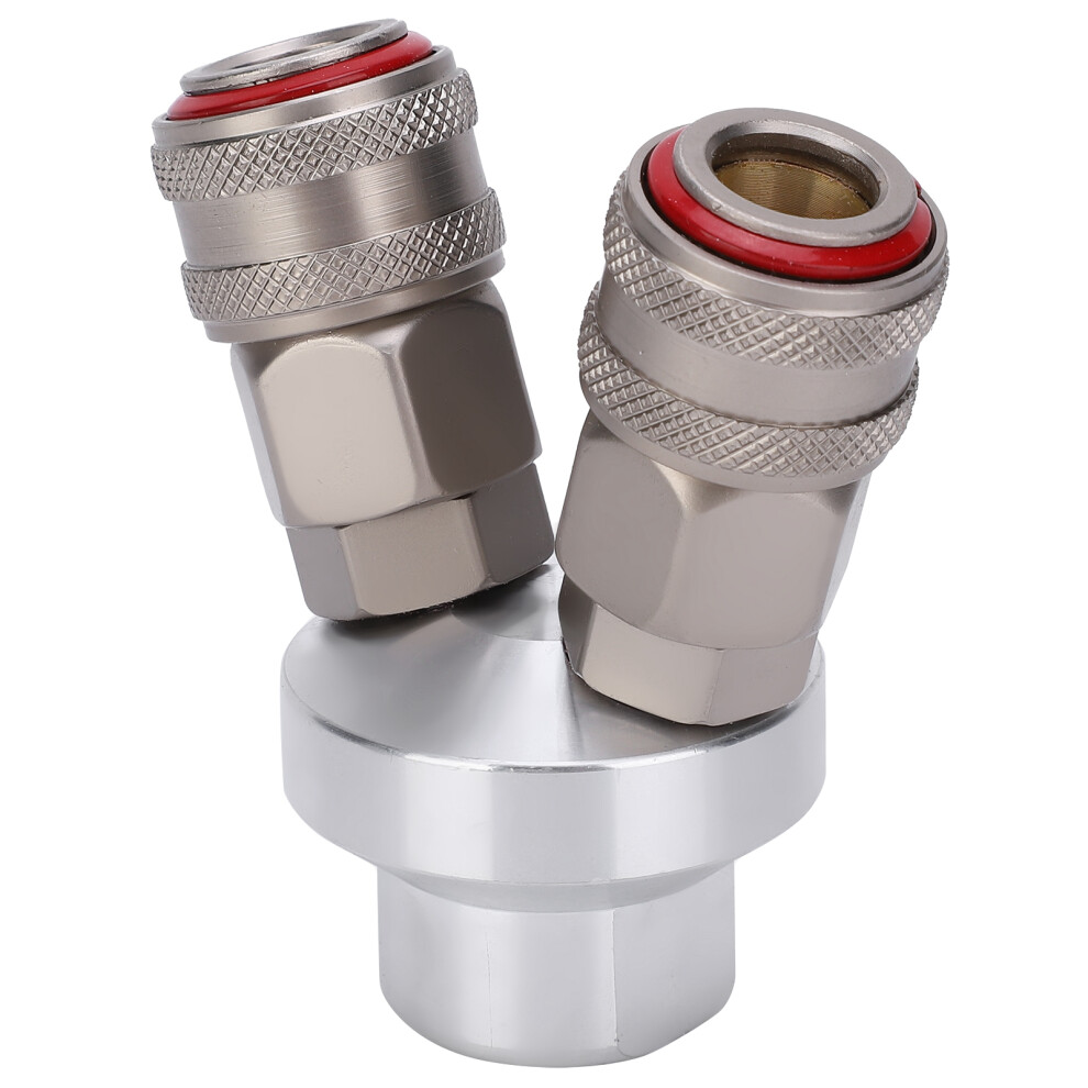 Chrome Plated 2-Way Pneumatic Connector G1/4In Carbon Steel Quick Coupler 9321360577775