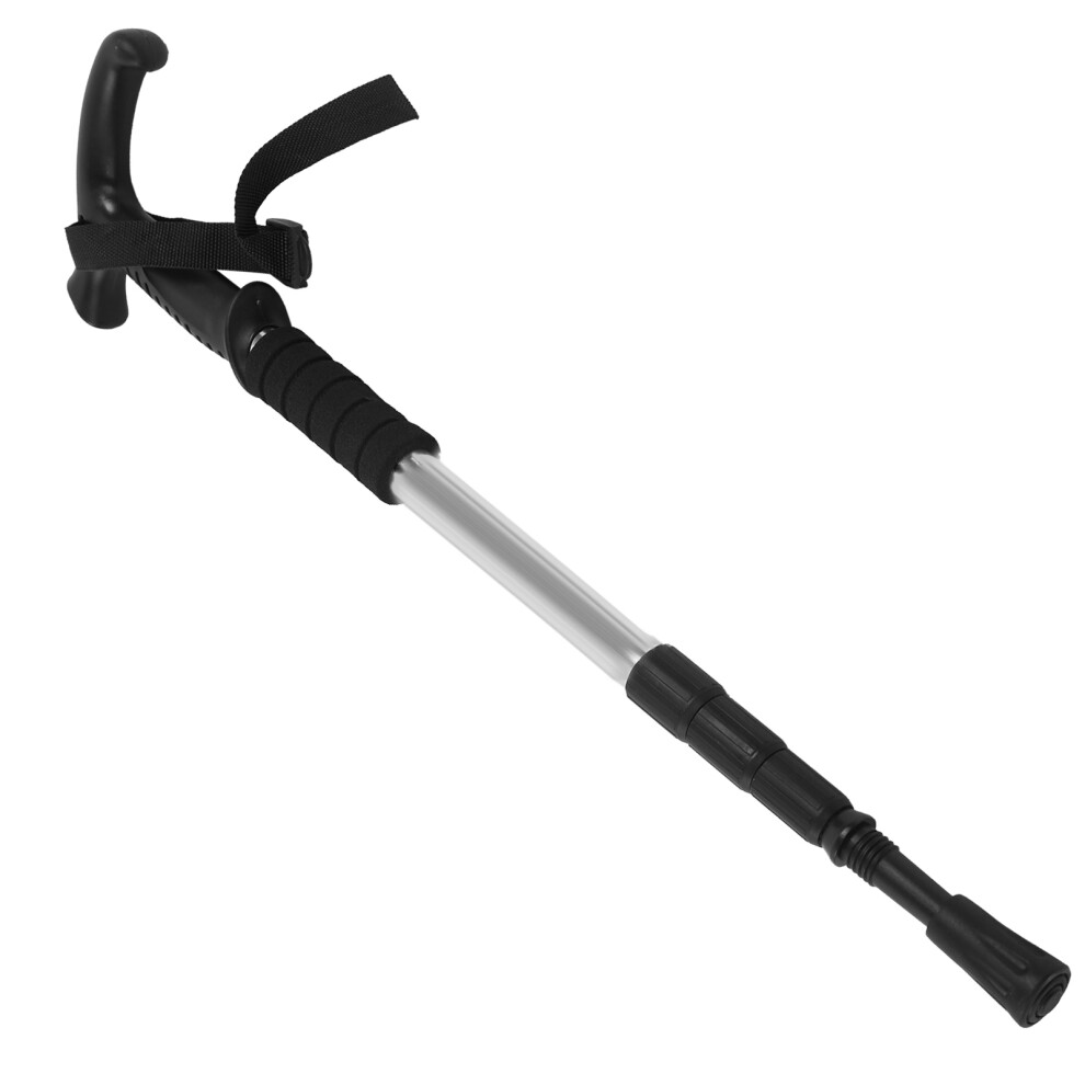 Silver Aluminum Hiking Stick With Wristband And Shock Absorption