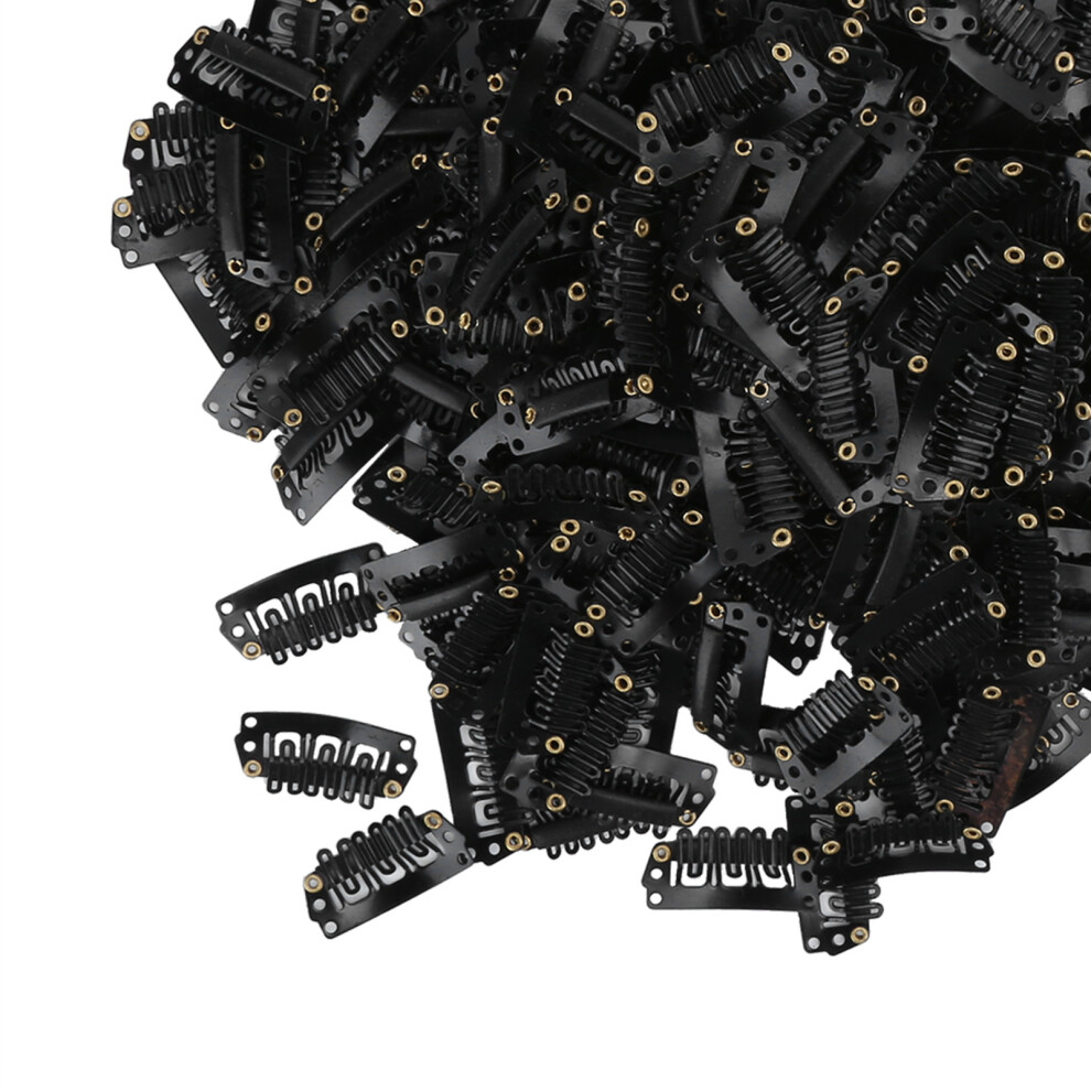 Unisex Black Hair Snap Clips 1000Pcs / Bag 2.8U Iron Clips For Extensions & Wigs (Black)