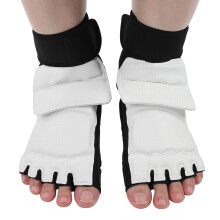 2pcs Black and White L Taekwondo Foot Guards with Ankle Support 22cm