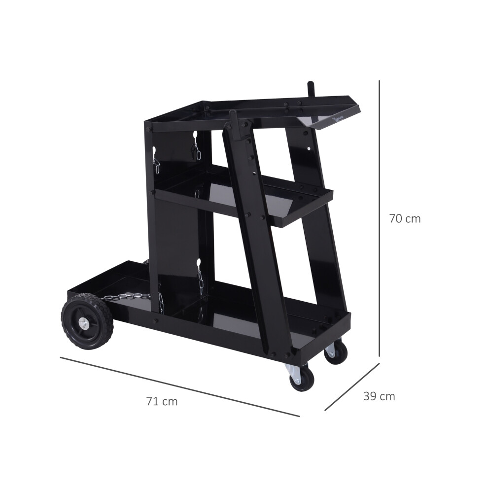 Heavy-Duty Welding Cart Trolley for Gas Bottles Black Steel with Safety Chain & Castor Wheels DURHAND-image-OPC-PMY6TMQ-NEW