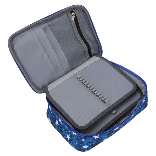 72 Hole Art Pen Case Large Capacity Multi Layer Zipper Bag for Students Blue 2