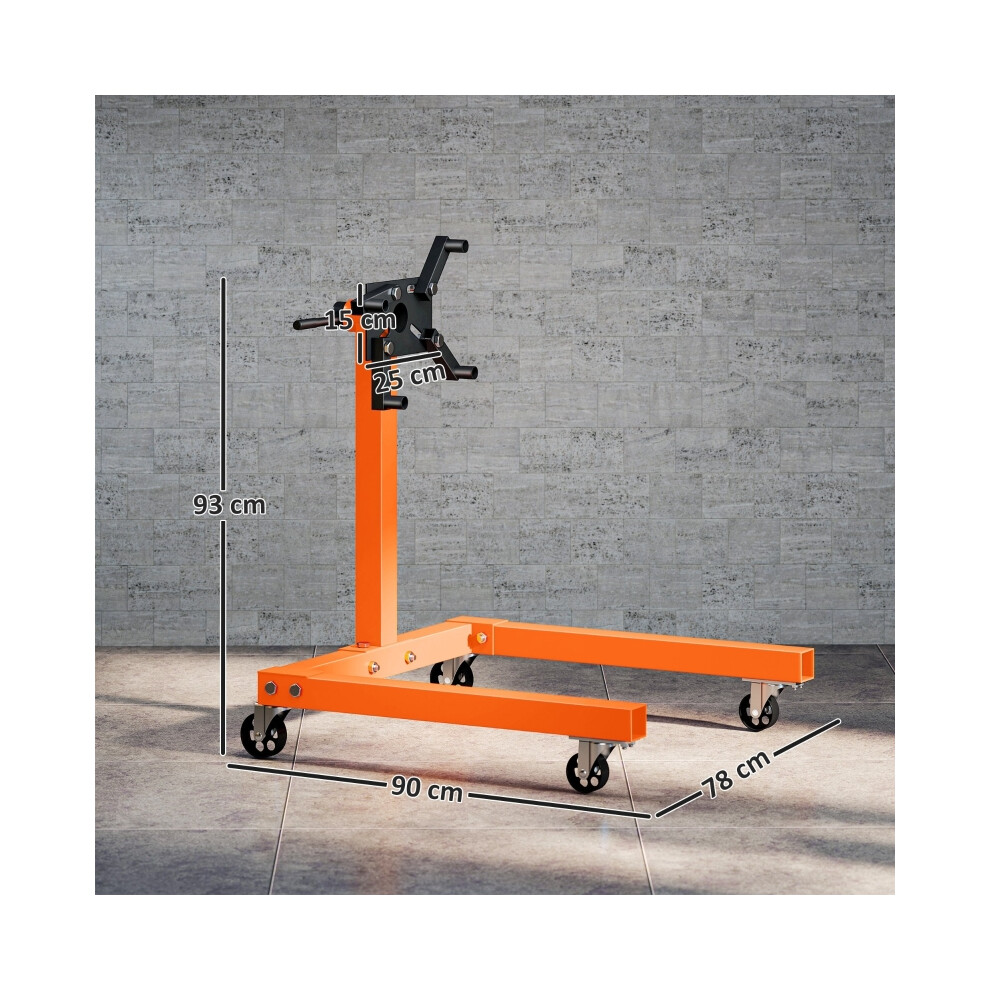 Rotating Engine Stand 570kg Heavy Duty Steel Frame 360 Adjustable Head 4 Mounting Arms Universal Wheels for Garage Orange-image-OPC-PMY6VWR-NEW