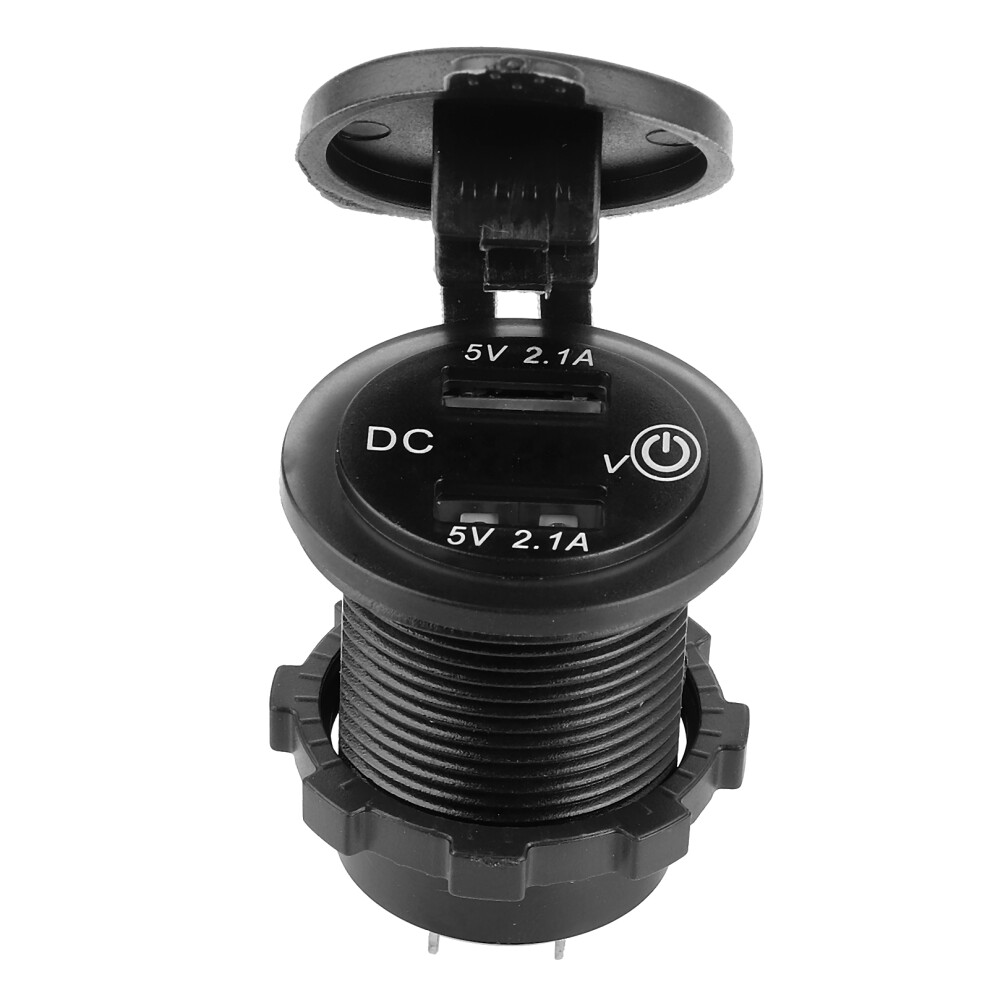 2.1A Dual Usb Car Charger Socket 12-24V With Led Voltmeter Blue 7691360602350