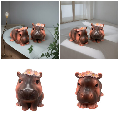 Handcrafts Resins Hippo Miniature Statue-Sitting Position 2