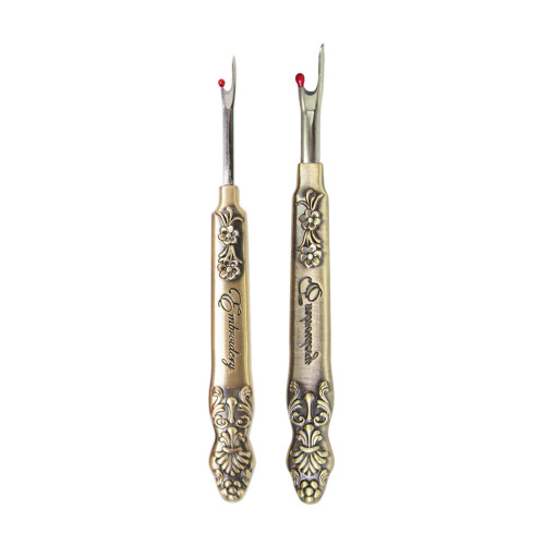 2PCS Vintage Metal Seam Unpicker Comfortable Grip Thread-Bronze