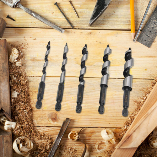 5Pcs Hexagonal Handle Auger Drill Bit Set 100mm Length Wood 1