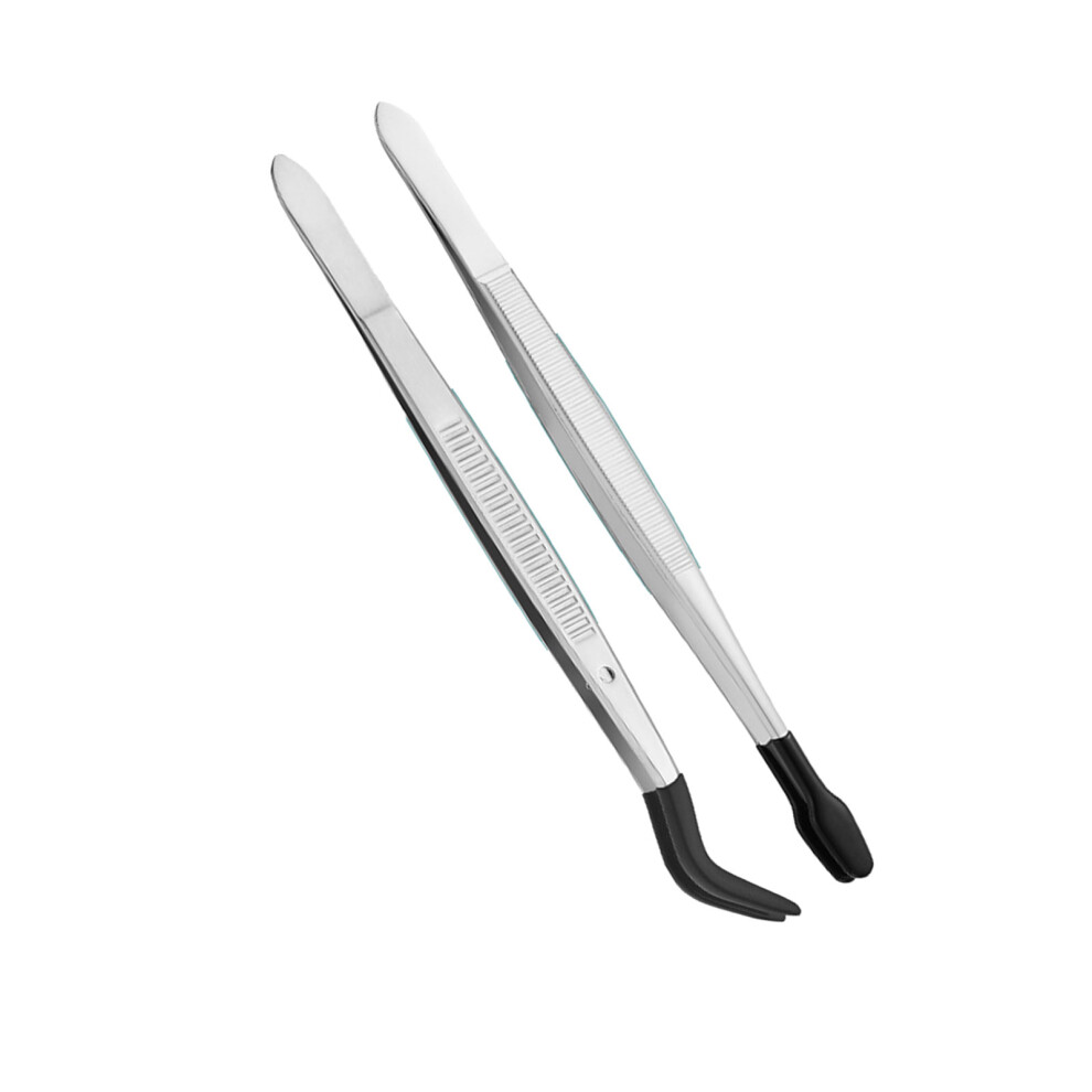 Silicone Tipped Steel Tweezers For Delicate Items Secure-Set 2