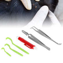 Green & Red Tick Removal Kit with Stainless Steel Tweezers, 15cm