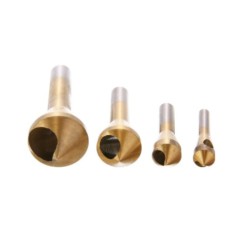 4pcs Titanium Coated Countersink Deburring Drill Taper Hole Cutter For Metal Plastic Wood Countersunk Head Chamfering Tools 2